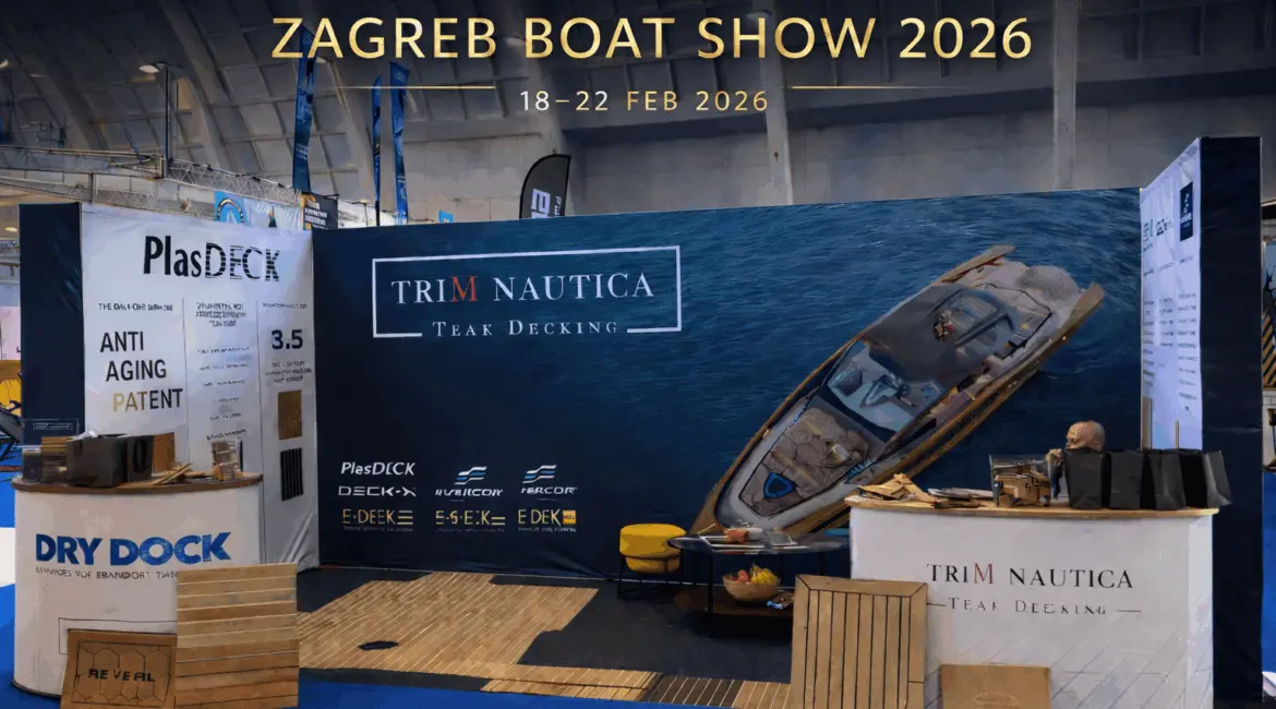 TriM Nautica presenting synthetic teak decking at Zagreb Boat Show 2026